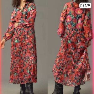 FARM Rio Floral Long Sleeve Dress - Red and Pink